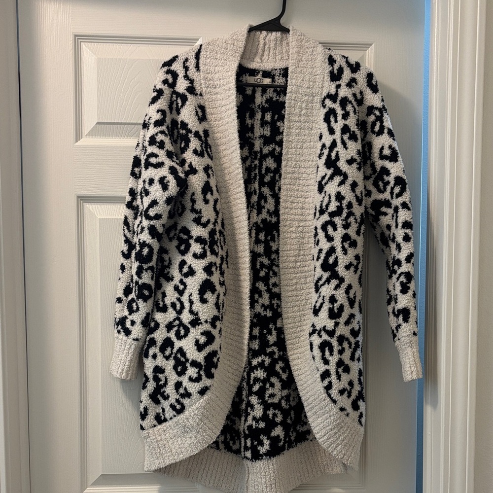 UGG White and Black Animal Print Cardigan